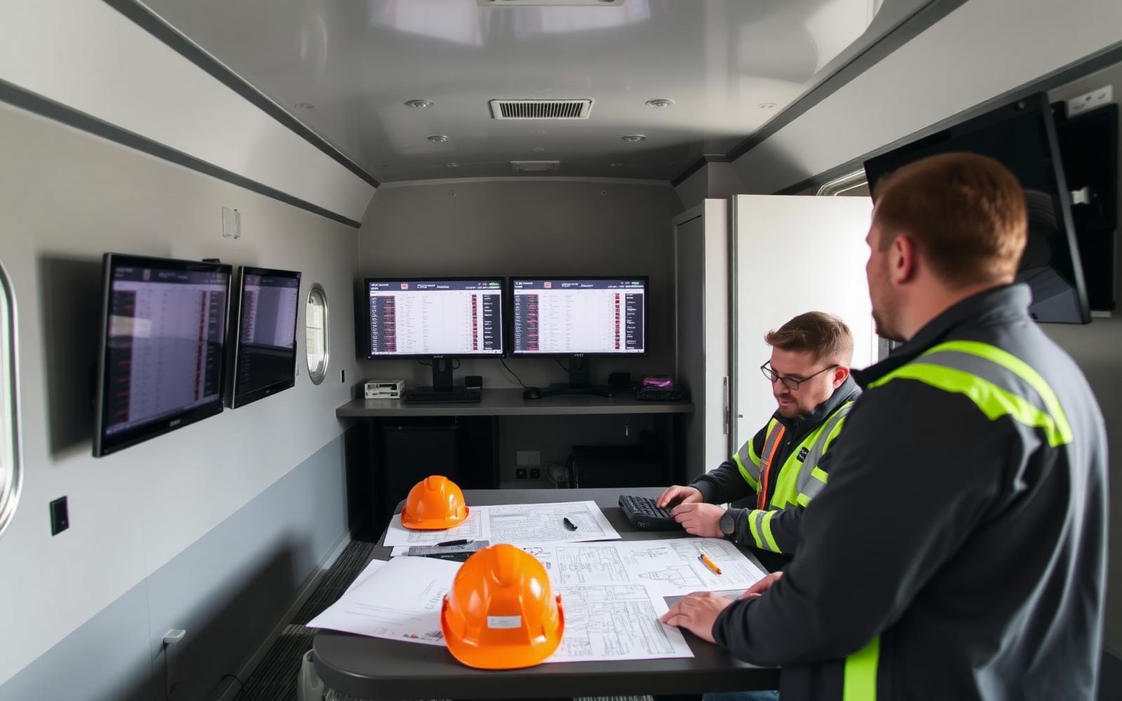 Construction management team coordinating work on an active project site